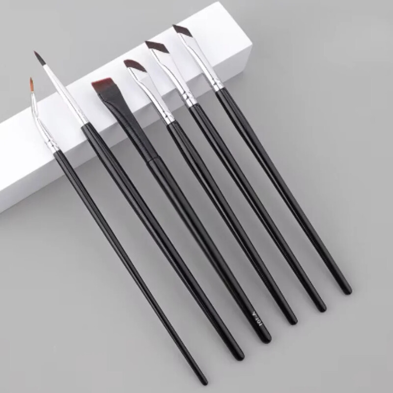 6 τεμάχια αναβάθμισης Blade Eyeliner Brush Πινέλο με εξαιρετικά λεπτή γωνία επίπεδη βούρτσα φρυδιών κάτω από τα μάτια Place Makeup Brush Beauty Makeup Tools