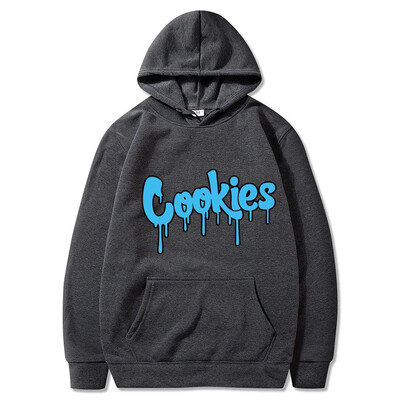 Nové pánske jesenné a zimné mikiny s kapucňou z flísu s potlačou anime cookies z roku 2024, pánske a dámske