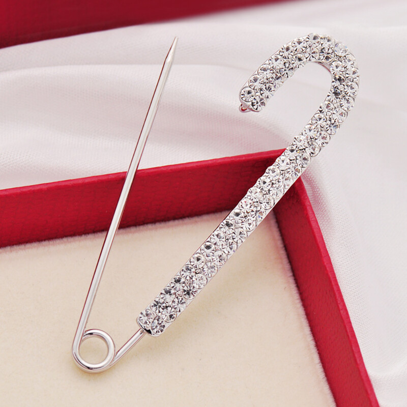 Metāla adata drošības adata Dekoratīva sudraba zelta krāsa Rhinestones piespraudes Liela cirkona kristāla klipšu ballīte