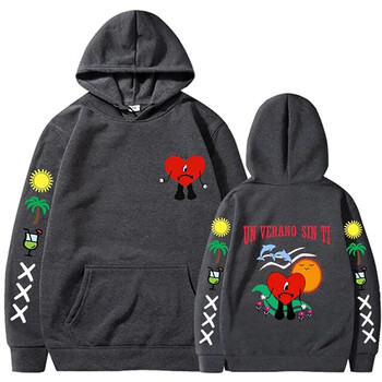 Funny Bad Bunny Hoodies Un Verano Sin Ti Print Ανδρικά Γυναικεία ρούχα Streetwear Φούτερ με κουκούλα Πουλόβερ Unisex αθλητικά ρούχα