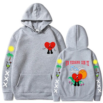 Funny Bad Bunny Hoodies Un Verano Sin Ti Print Ανδρικά Γυναικεία ρούχα Streetwear Φούτερ με κουκούλα Πουλόβερ Unisex αθλητικά ρούχα