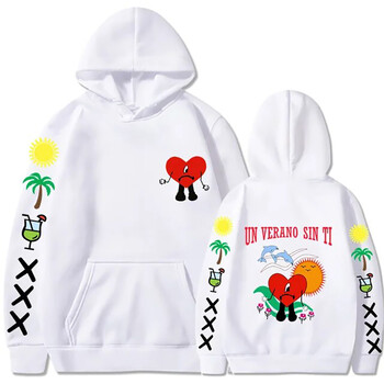 Funny Bad Bunny Hoodies Un Verano Sin Ti Print Ανδρικά Γυναικεία ρούχα Streetwear Φούτερ με κουκούλα Πουλόβερ Unisex αθλητικά ρούχα