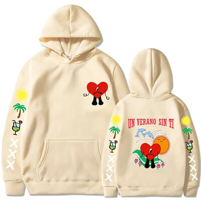 Funny Bad Bunny Hoodies Un Verano Sin Ti Print Ανδρικά Γυναικεία ρούχα Streetwear Φούτερ με κουκούλα Πουλόβερ Unisex αθλητικά ρούχα