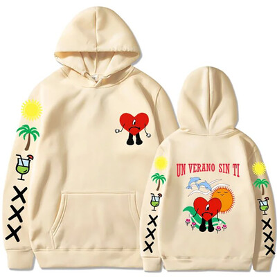 Funny Bad Bunny Hoodies Un Verano Sin Ti Print Ανδρικά Γυναικεία ρούχα Streetwear Φούτερ με κουκούλα Πουλόβερ Unisex αθλητικά ρούχα
