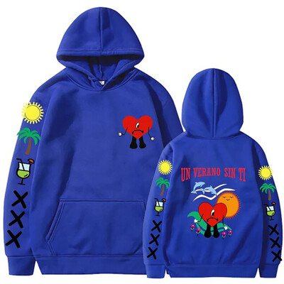 Funny Bad Bunny Hoodies Un Verano Sin Ti Print Ανδρικά Γυναικεία ρούχα Streetwear Φούτερ με κουκούλα Πουλόβερ Unisex αθλητικά ρούχα