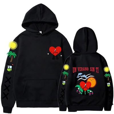 Funny Bad Bunny Hoodies Un Verano Sin Ti Print Ανδρικά Γυναικεία ρούχα Streetwear Φούτερ με κουκούλα Πουλόβερ Unisex αθλητικά ρούχα