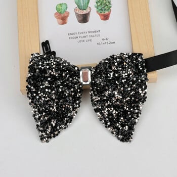 New Fashion Luxury Rhinestone Big Bowtie Μαύρο χρυσό γυαλιστερό μεγάλο παπιγιόν για άντρες Επαγγελματικές γραβάτες γάμου Αξεσουάρ δώρου