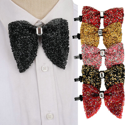 New Fashion Luxury Rhinestone Big Bowtie Μαύρο χρυσό γυαλιστερό μεγάλο παπιγιόν για άντρες Επαγγελματικές γραβάτες γάμου Αξεσουάρ δώρου