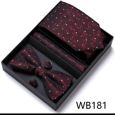 Frumos handmade papion Batistă Buzunar Set Manșete Cutie Cravate Paisley Sliver Fit Workplace