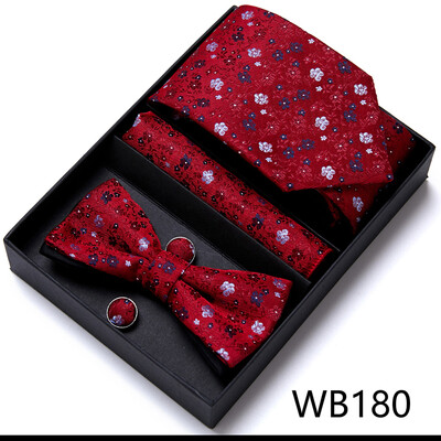 Frumos handmade papion Batistă Buzunar Set Manșete Cutie Cravate Paisley Sliver Fit Workplace