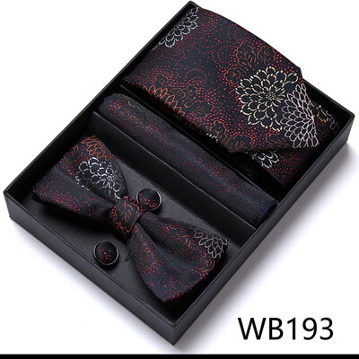 Frumos handmade papion Batistă Buzunar Set Manșete Cutie Cravate Paisley Sliver Fit Workplace