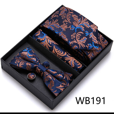 Frumos handmade papion Batistă Buzunar Set Manșete Cutie Cravate Paisley Sliver Fit Workplace