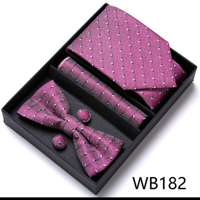 Frumos handmade papion Batistă Buzunar Set Manșete Cutie Cravate Paisley Sliver Fit Workplace