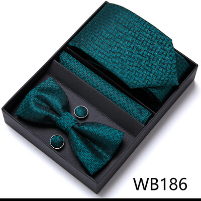 Frumos handmade papion Batistă Buzunar Set Manșete Cutie Cravate Paisley Sliver Fit Workplace