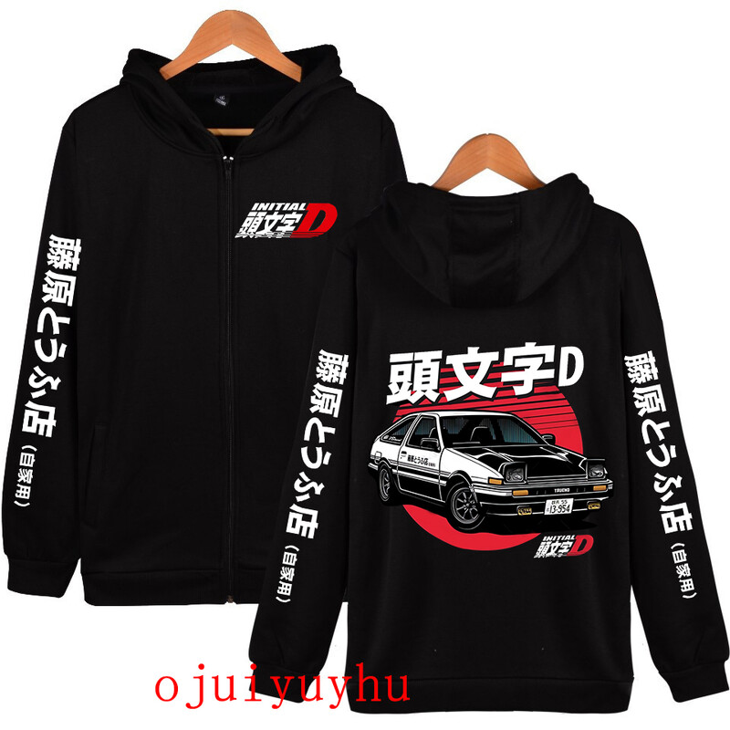 AE86 Kapuči ar rāvējslēdzēju Initial D korejiešu stila jakas ar rāvējslēdzēju jakas Anime Gothic Y2k pulovers mange vintage ielas apģērbs
