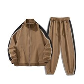 Vīriešu jaka ar rāvējslēdzēju + garas bikses, divdaļīgs modes brīvs ielas apģērbs pavasara rudens komplekts, elpojošs sporta tērps vīriešu apģērbs