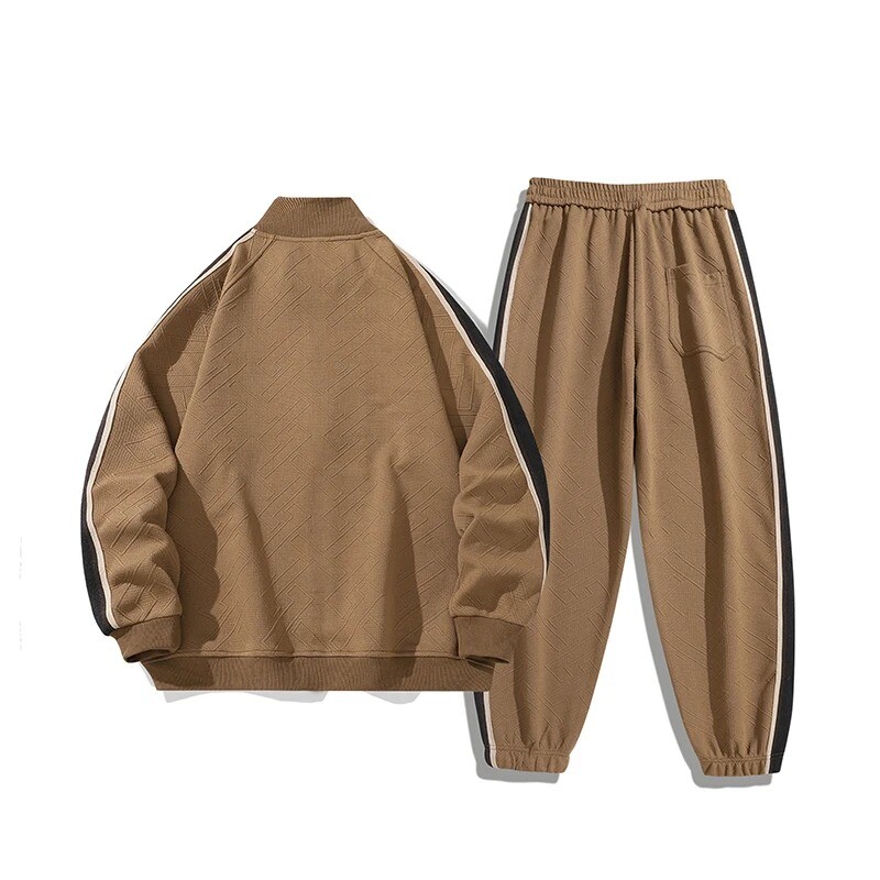 Vīriešu jaka ar rāvējslēdzēju + garas bikses, divdaļīgs modes brīvs ielas apģērbs pavasara rudens komplekts, elpojošs sporta tērps vīriešu apģērbs