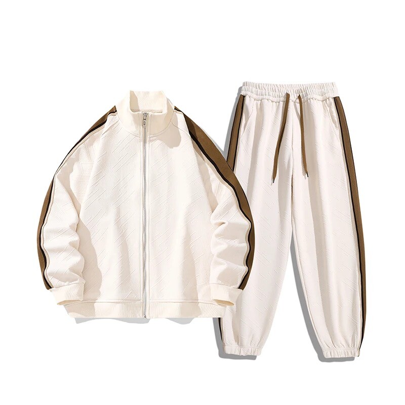 Vīriešu jaka ar rāvējslēdzēju + garas bikses, divdaļīgs modes brīvs ielas apģērbs pavasara rudens komplekts, elpojošs sporta tērps vīriešu apģērbs