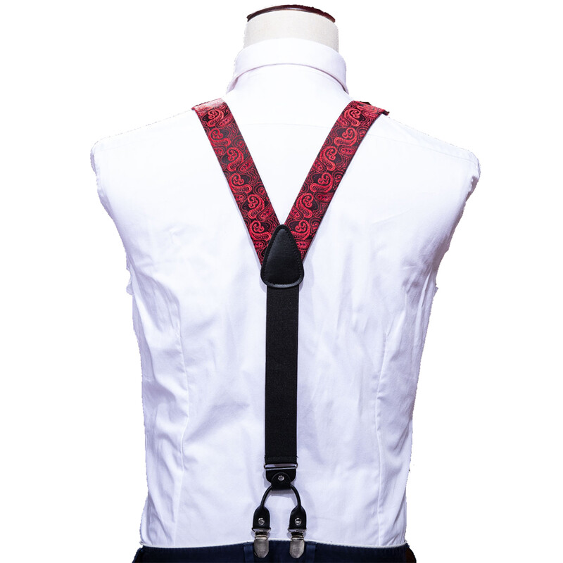 Barry.Wang bordó fekete fehér selyem férfi függő 6 kapcsos állítható jacquard merevítős csokornyakkendő Hanky mandzsettagomb készlet ezüst arany