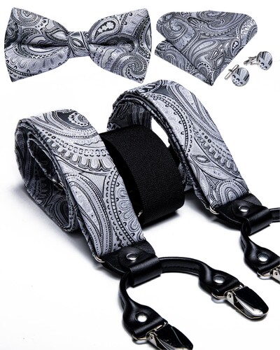 Πολυτελές χρυσό μαύρο σετ αντρικές ζαρτιέρες Μόδα αληθινό δέρμα με 6 κλιπ Ζαρτιέρες Τιράντες Νυφικές μεταξωτές ζαρτιέρες Σετ παπιγιόν DiBanG