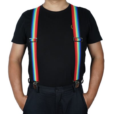 Bretele pentru bărbați, cu lățime de 2 inchi, reglabile și elastice, în formă de X, cu cleme foarte puternice - bretele cu bandă de măsurare rezistente formen