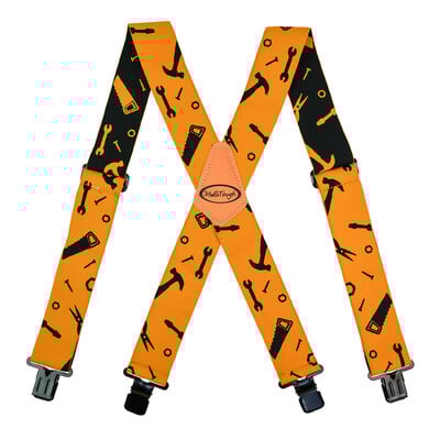 Bretele pentru bărbați, cu lățime de 2 inchi, reglabile și elastice, în formă de X, cu cleme foarte puternice - bretele cu bandă de măsurare rezistente formen