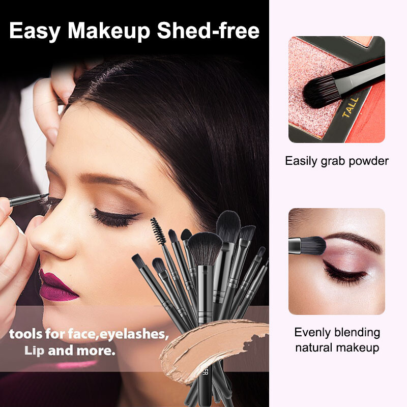 13 vnt Makiažo šepetėlių rinkinys su Podwer Puff Foundation Blush Powder Eyeshadow Lūpų maišymo makiažo šepetėlių grožio priemonė Kosmetika