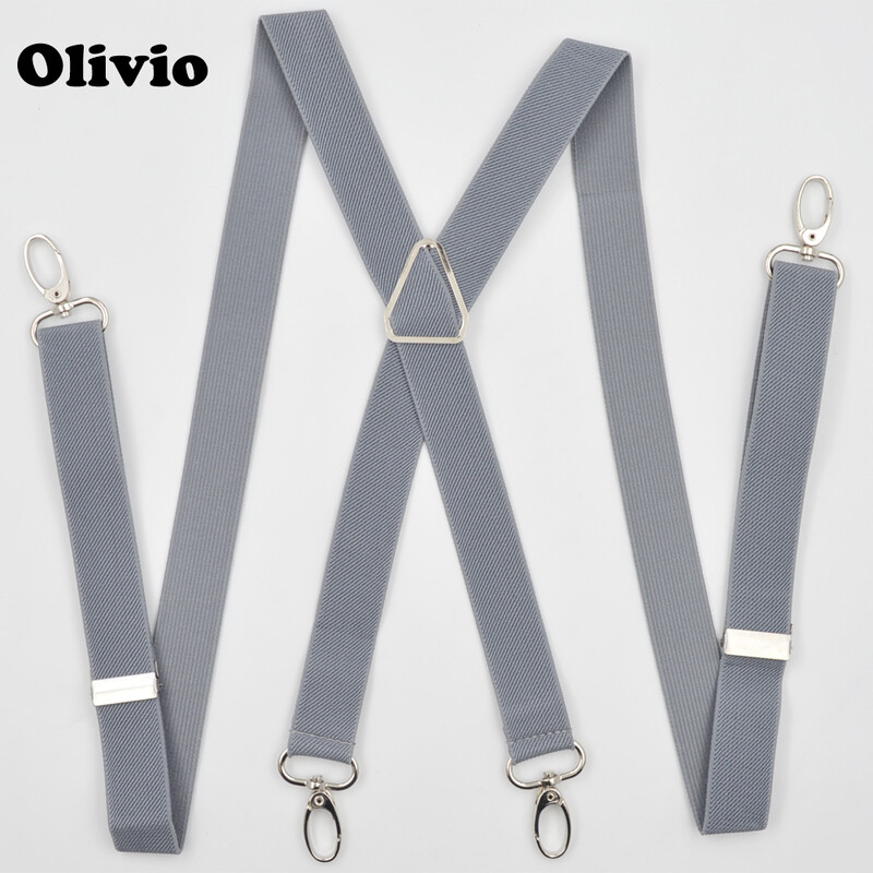 Férfi harisnyatartók széles X hátsó 4 erős akasztóval 2,5 cm-es női nadrág állítható elasztikus nadrágtartó pántokkal szürke sötétkék