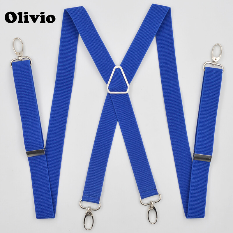 Férfi harisnyatartók széles X hátsó 4 erős akasztóval 2,5 cm-es női nadrág állítható elasztikus nadrágtartó pántokkal szürke sötétkék