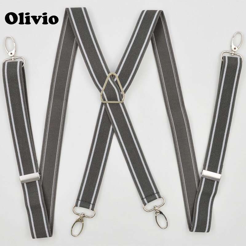 Férfi harisnyatartók széles X hátsó 4 erős akasztóval 2,5 cm-es női nadrág állítható elasztikus nadrágtartó pántokkal szürke sötétkék