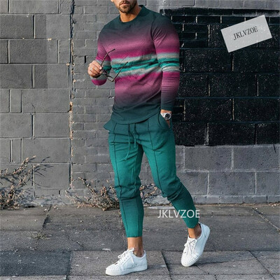 Férfi Alkalmi, hosszú ujjú nadrágok Sport tréningruha Grafikus pólók Divatos utcai ruházati készletek Tervezői ruhák 3D nyomtatás Nagyméretű öltöny