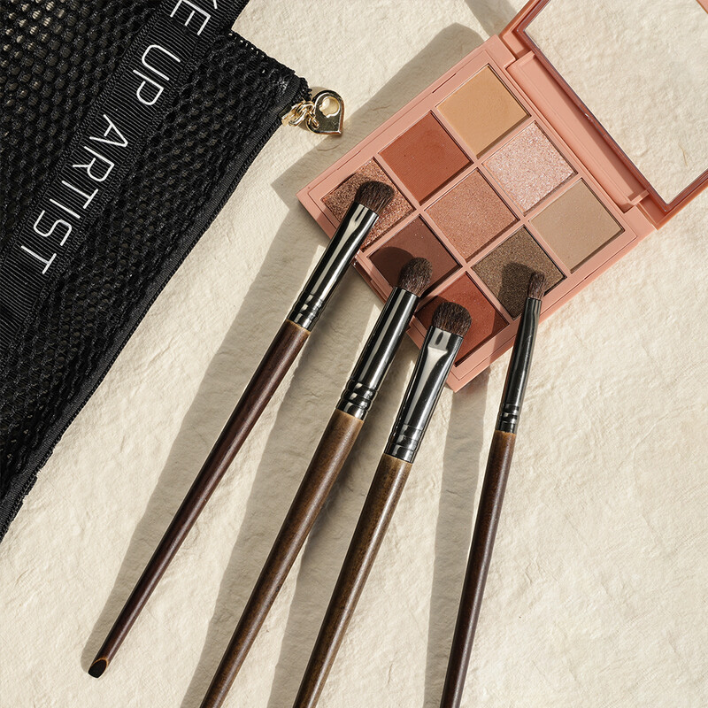OVW sminkecsetek 4 db-os szemsmink ecset készlet szemhéjfesték keverő szemöldökkefe Lószőr kozmetikai eszközök