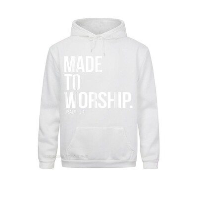 Made to Worship Psalm 95 1 Faith Based Christian Hoodie Print Мъжки суичъри Обикновени суичъри с дълъг ръкав Хип-хоп спортни облекла