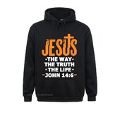 Ježišova cesta, pravda, život, Ján 14 6, kresťanský biblický verš, mikina s kapucňou, oblečenie na jeseň, módne trendy, ženy, anglický štýl