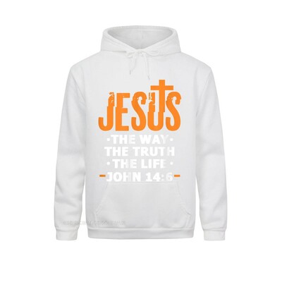 Ježišova cesta, pravda, život, Ján 14 6, kresťanský biblický verš, mikina s kapucňou, oblečenie na jeseň, módne trendy, ženy, anglický štýl