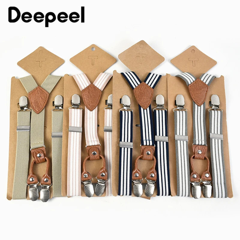 1Gb Deepeel 2,5*75cm Bērnu svītraini 4 Clip Y-formas piekariņi zēniem un meitenēm elastība Jockstrap bikses pakaramais vīrietis