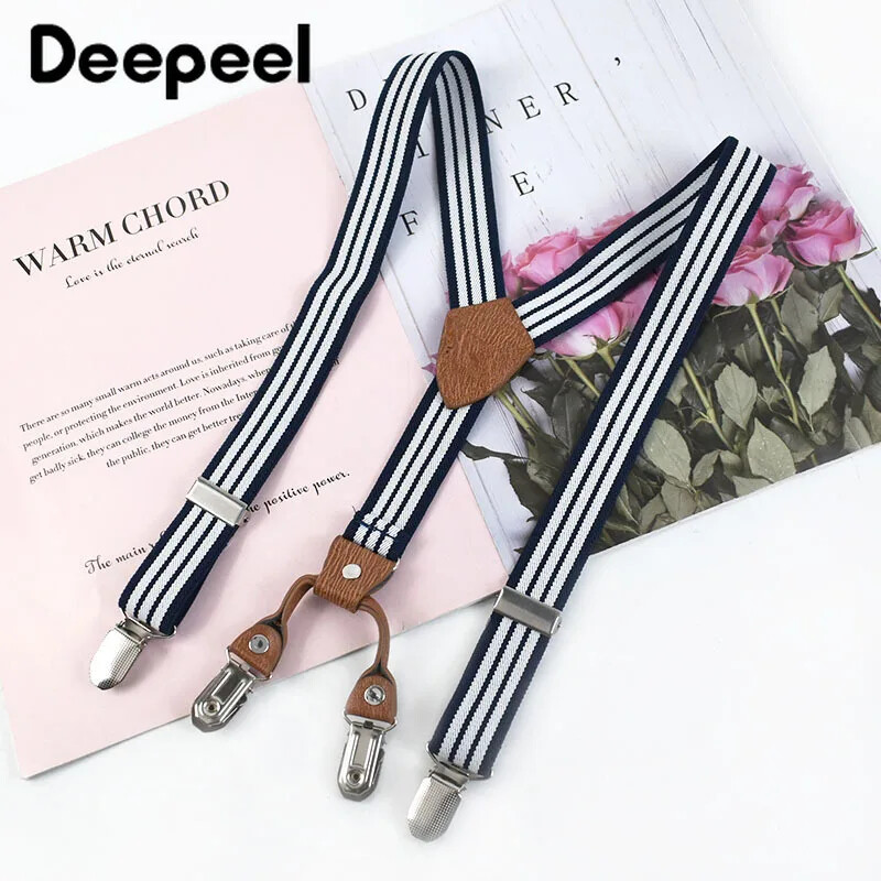 1Gb Deepeel 2,5*75cm Bērnu svītraini 4 Clip Y-formas piekariņi zēniem un meitenēm elastība Jockstrap bikses pakaramais vīrietis