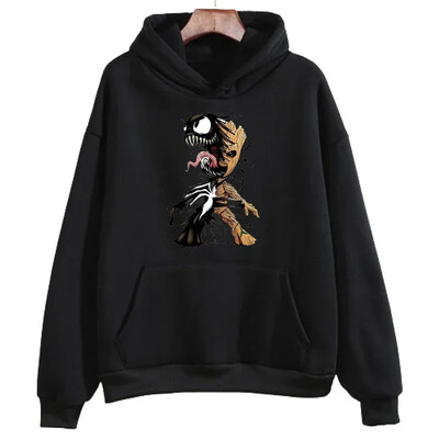 Marvel Printed Men Hoodies Ikdienas karikatūra Tree Man Groot Radoša Mode Ērti Moderni Rudens Ziemas Vīriešu Džemperi