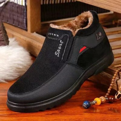 Топли зимни ботуши Мъжки обувки Нови Keep Slip on Удобна плюшена кожа Botas Мъжки ботуши Външни маратонки Zapatos De Hombre