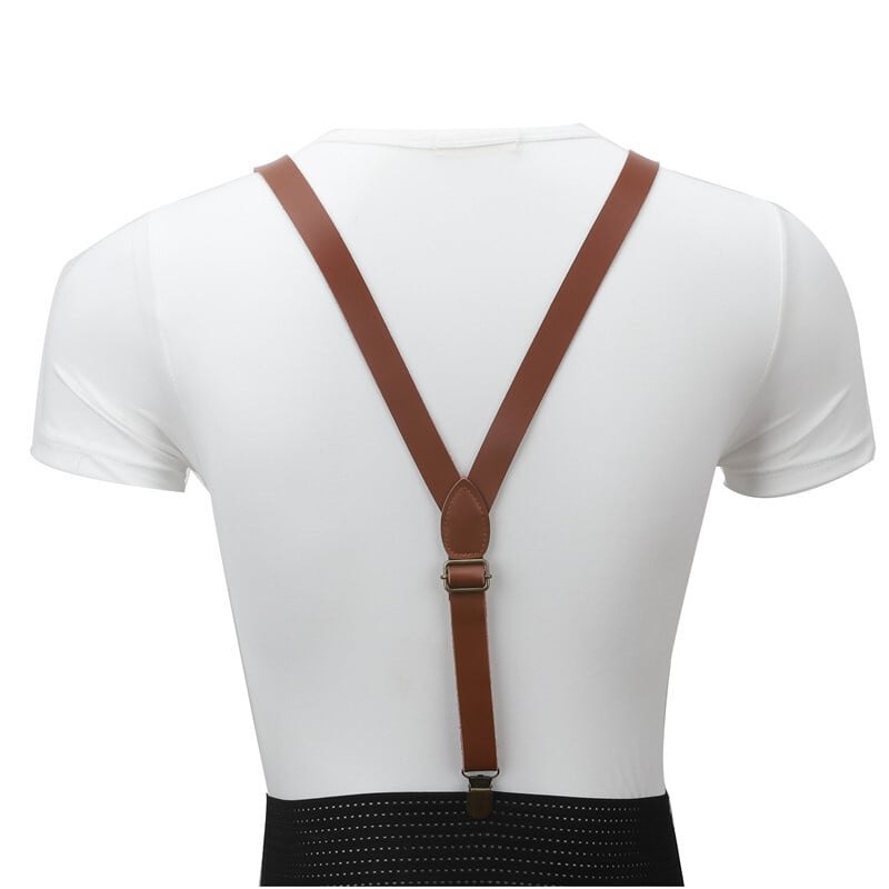 110*2 cm vintažinės natūralios odinės vyriškos/moteriškos pakabos su reguliuojamu diržu, bronzinės spalvos petnešomis ant Y formos nugaros petnešų