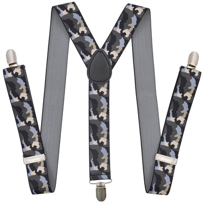 120 cm-es férfi uniszex csíptetős merevítők, elasztikus 3,5 cm széles Camo Green nagyobb nadrágtartók Y-hátú nadrágtartók nagy- és kiskereskedelem