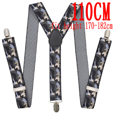 120 cm-es férfi uniszex csíptetős merevítők, elasztikus 3,5 cm széles Camo Green nagyobb nadrágtartók Y-hátú nadrágtartók nagy- és kiskereskedelem