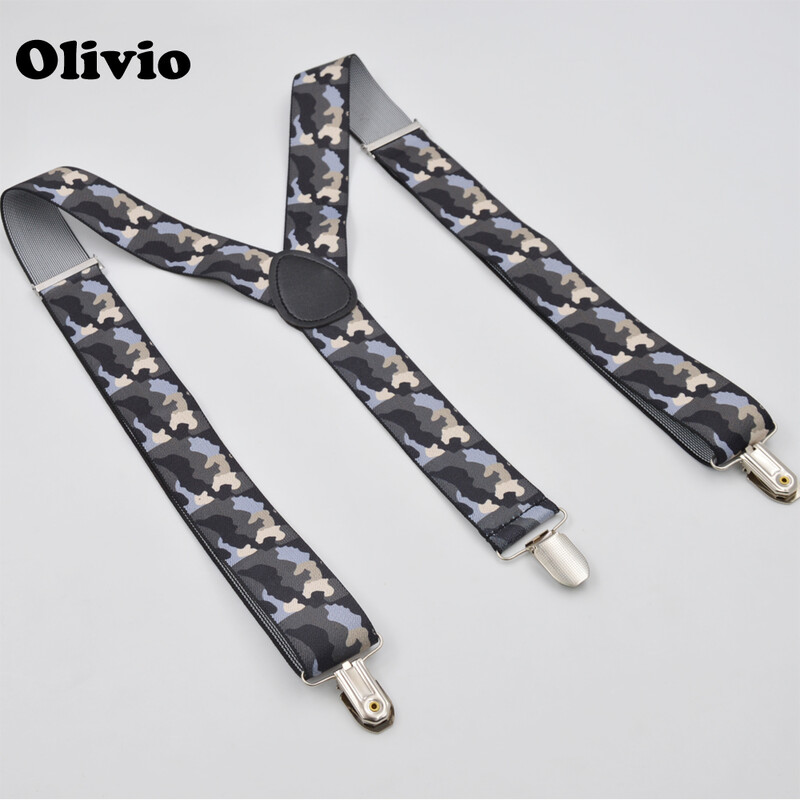 120 cm-es férfi uniszex csíptetős merevítők, elasztikus 3,5 cm széles Camo Green nagyobb nadrágtartók Y-hátú nadrágtartók nagy- és kiskereskedelem