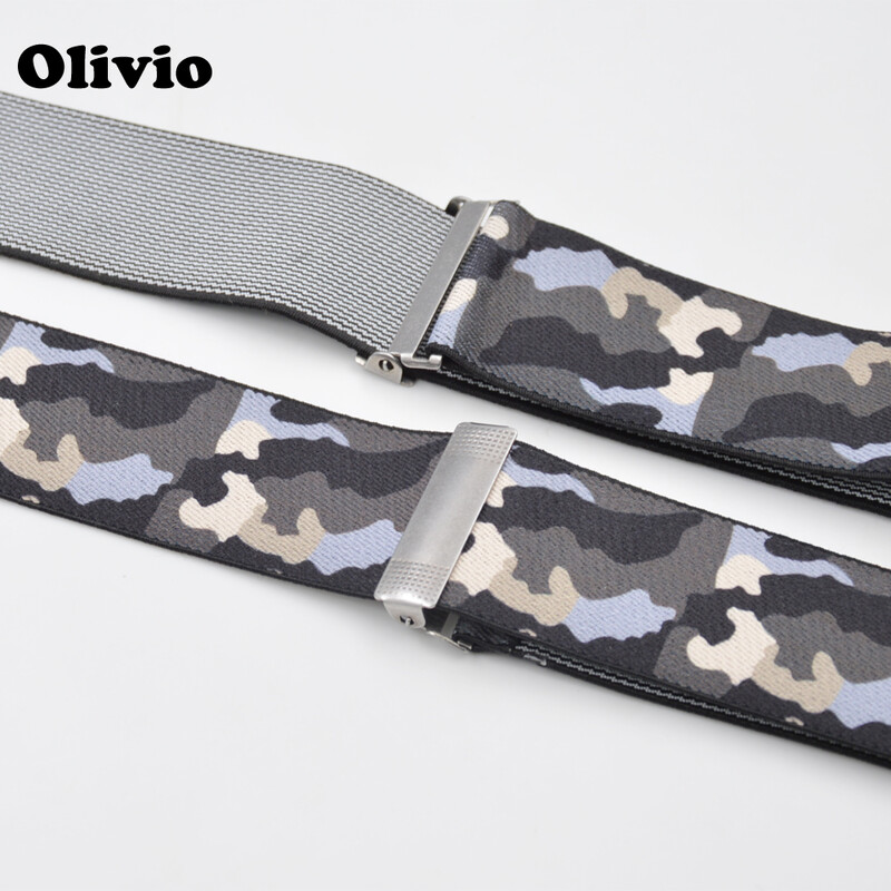 120 cm-es férfi uniszex csíptetős merevítők, elasztikus 3,5 cm széles Camo Green nagyobb nadrágtartók Y-hátú nadrágtartók nagy- és kiskereskedelem