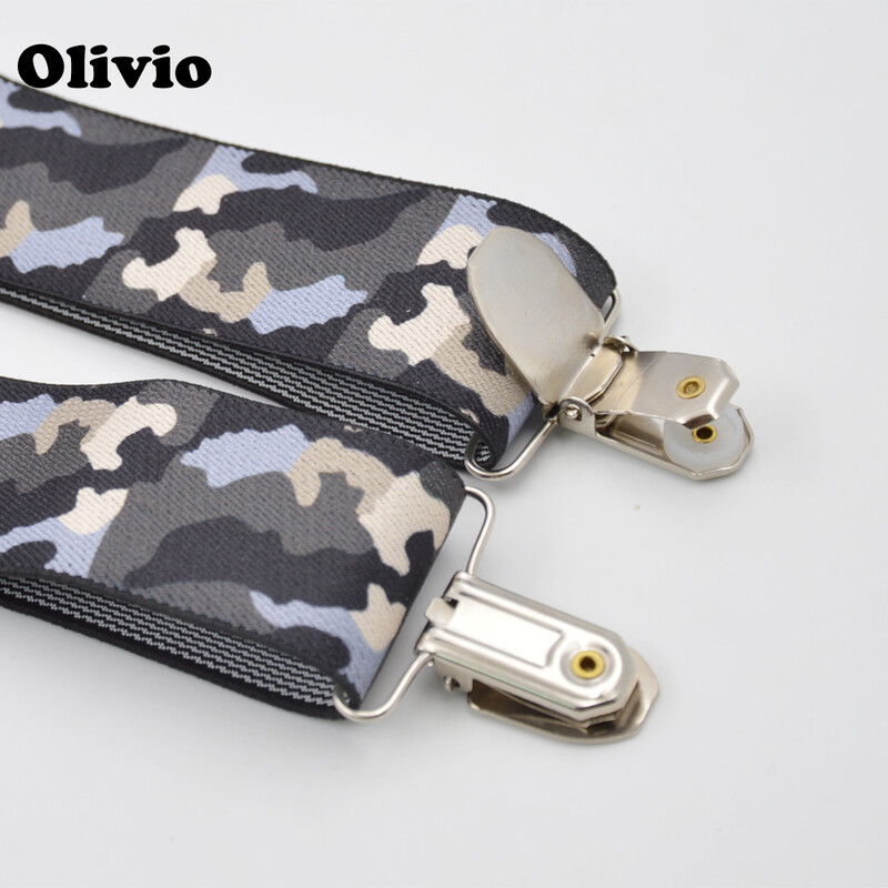 120 cm-es férfi uniszex csíptetős merevítők, elasztikus 3,5 cm széles Camo Green nagyobb nadrágtartók Y-hátú nadrágtartók nagy- és kiskereskedelem