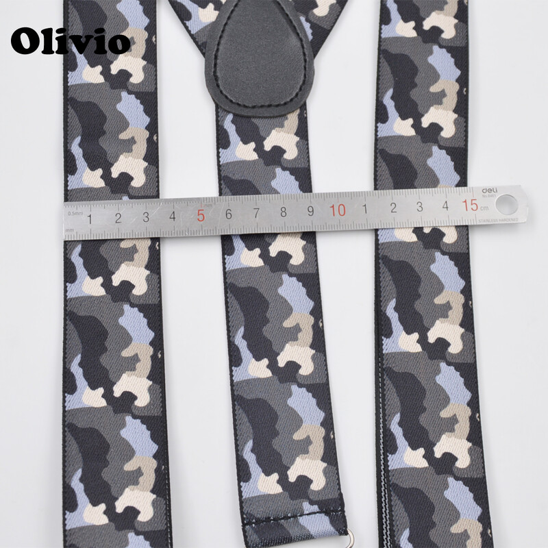 120 cm-es férfi uniszex csíptetős merevítők, elasztikus 3,5 cm széles Camo Green nagyobb nadrágtartók Y-hátú nadrágtartók nagy- és kiskereskedelem