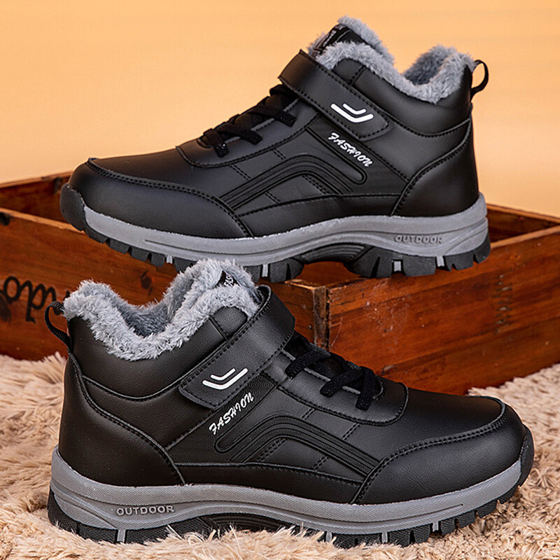 2023 Cizme de iarnă pentru femei și bărbați, pantofi impermeabili din piele PU de pluș, pantofi de vânătoare pentru alpinism, unisex, cu șireturi, cizme calde de drumeție în aer liber