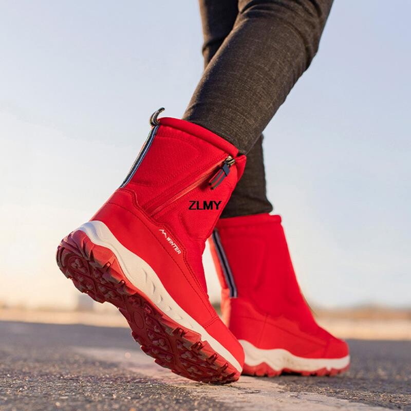 Vodootporne muške, ženske čizme za snijeg, visoke zimske čizme, tople plišane muške cipele s platformom, odrezane cipele za van, neklizajuće, muške čizme