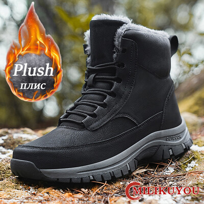 New Men Winter Snow Boots Για Αδιάβροχα Δερμάτινα Αθλητικά Παπούτσια Super Warm Ανδρικές Μπότες Υπαίθριες Ανδρικές Μπότες Πεζοπορίας Εργασία Παπούτσια Μέγεθος 39-48