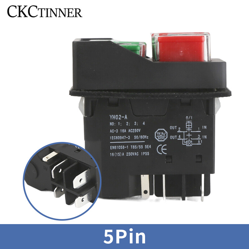 110V 220V Aiatööriistad Elektromagnetiline käivitusnupplülitid Tööpingi varustus IP55 Veekindel ohutus 28A